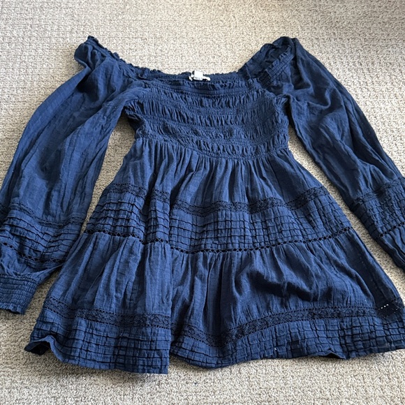 American Eagle Outfitters Dresses & Skirts - American Eagle Outfitters Navy Off-Shoulder Peasant Dress